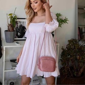 Storia puff sleeve striped babydoll dress